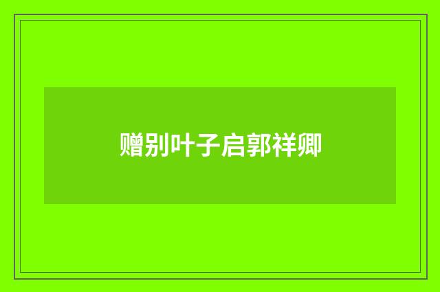 赠别叶子启郭祥卿