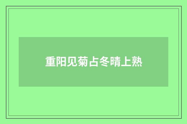重阳见菊占冬晴上熟