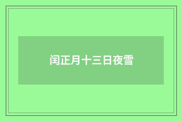 闰正月十三日夜雪