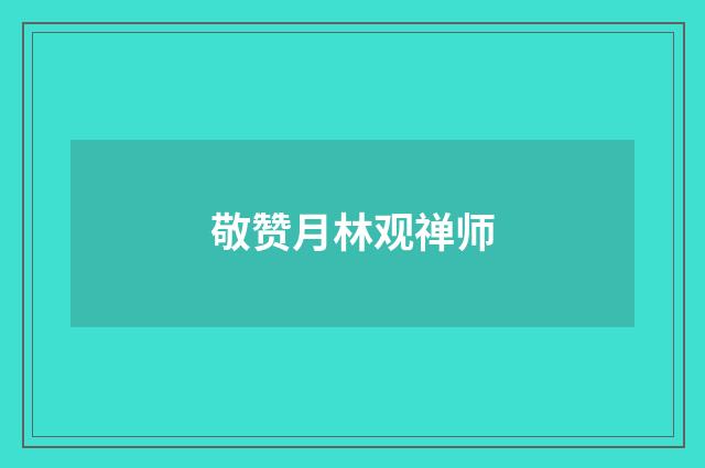 敬赞月林观禅师