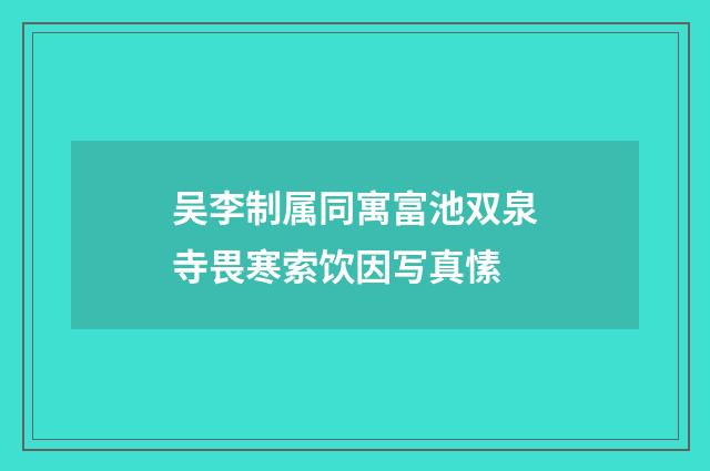 吴李制属同寓富池双泉寺畏寒索饮因写真愫