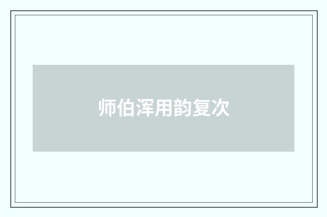 师伯浑用韵复次