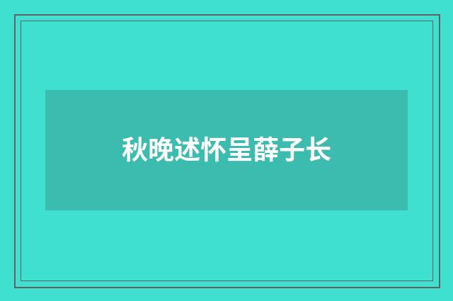 秋晚述怀呈薛子长