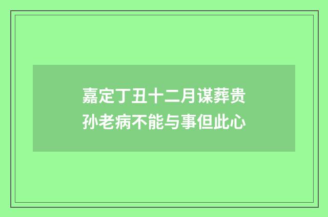 嘉定丁丑十二月谋葬贵孙老病不能与事但此心