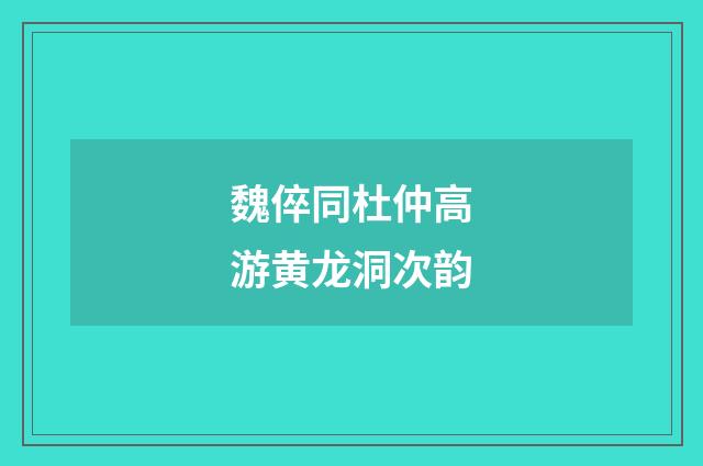 魏倅同杜仲高游黄龙洞次韵