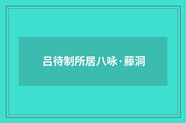 吕待制所居八咏·藤洞