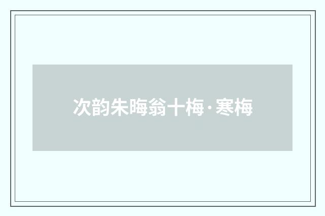 次韵朱晦翁十梅·寒梅