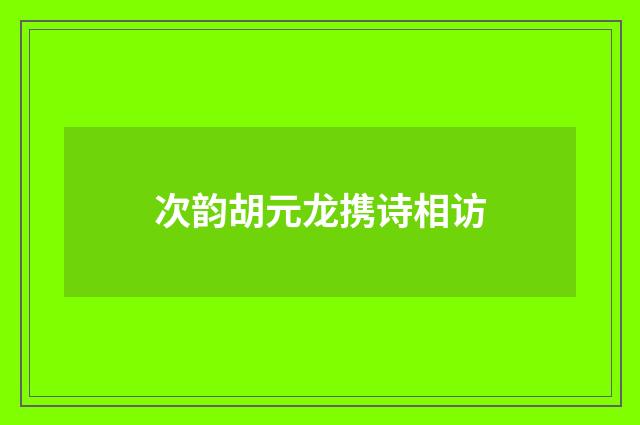 次韵胡元龙携诗相访