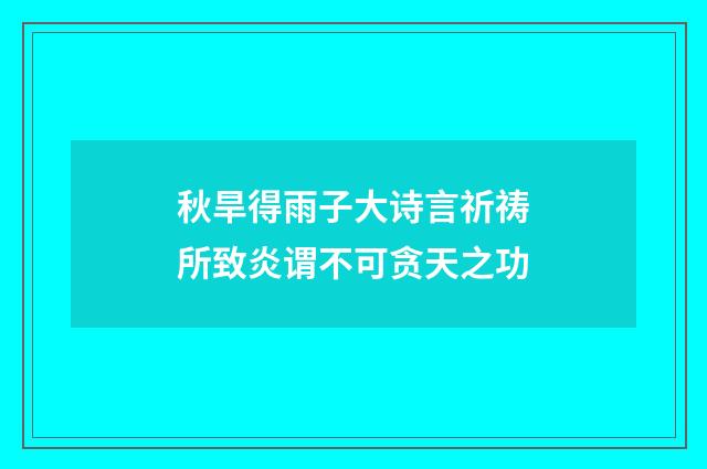秋旱得雨子大诗言祈祷所致炎谓不可贪天之功