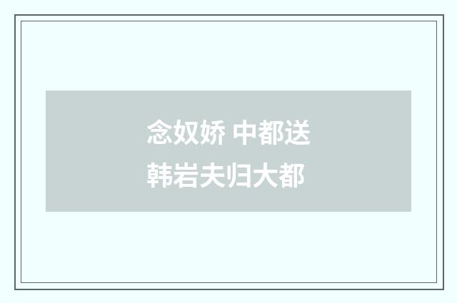 念奴娇 中都送韩岩夫归大都
