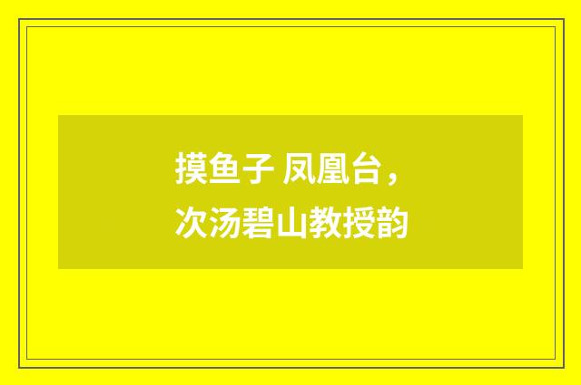 摸鱼子 凤凰台，次汤碧山教授韵