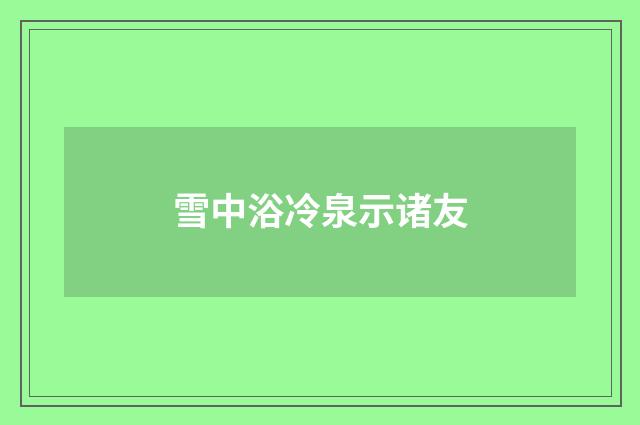 雪中浴冷泉示诸友