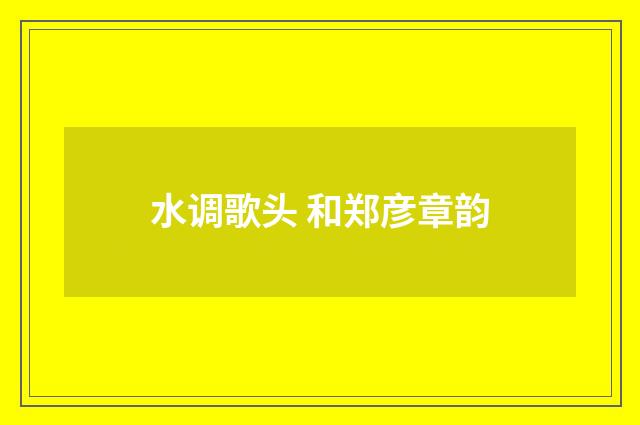 水调歌头 和郑彦章韵