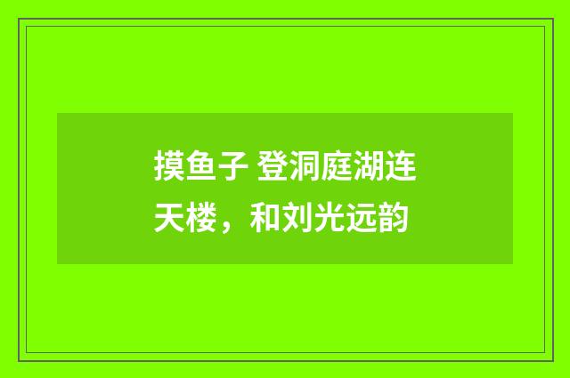 摸鱼子 登洞庭湖连天楼，和刘光远韵