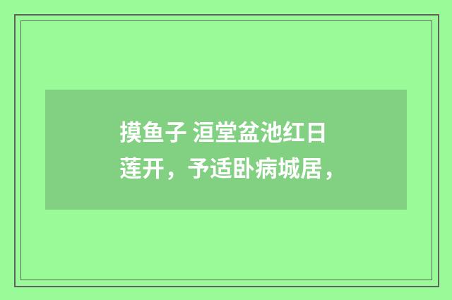 摸鱼子 洹堂盆池红日莲开，予适卧病城居，