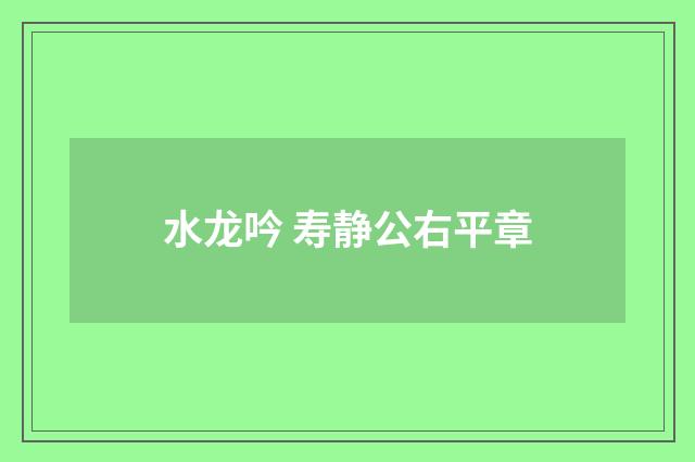 水龙吟 寿静公右平章