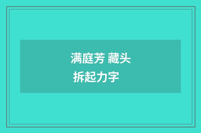 满庭芳 藏头 拆起力字