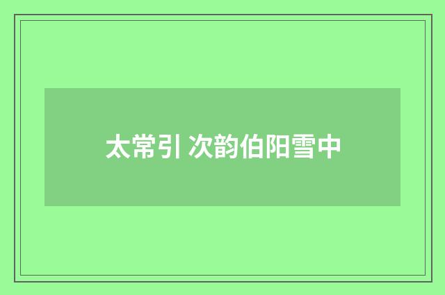 太常引 次韵伯阳雪中