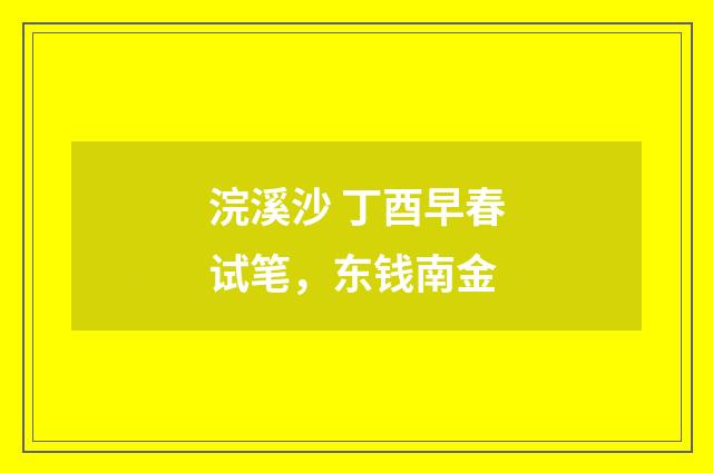 浣溪沙 丁酉早春试笔，东钱南金