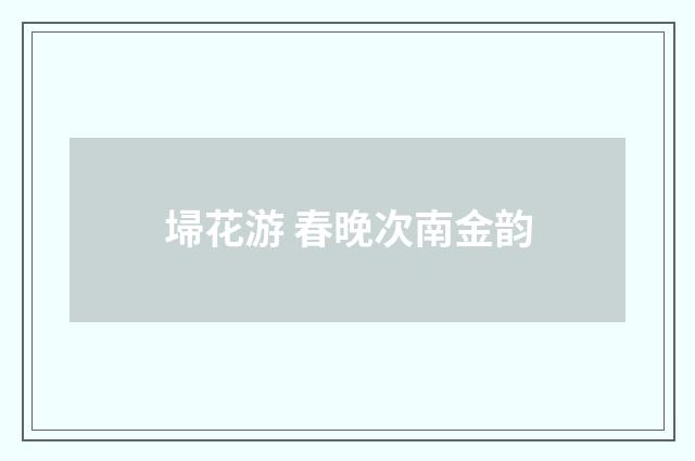 埽花游 春晚次南金韵