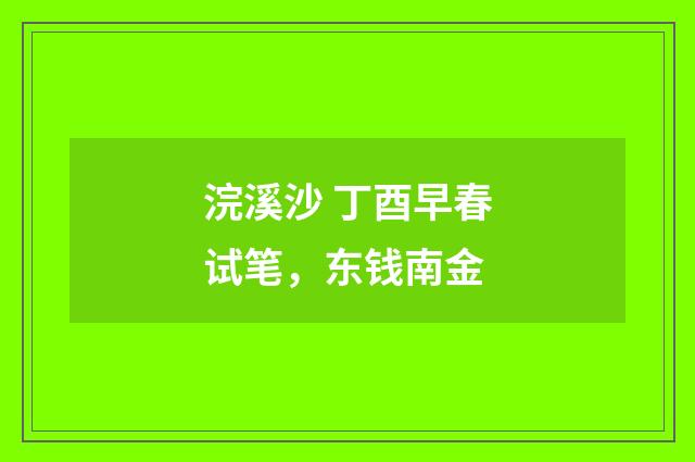 浣溪沙 丁酉早春试笔，东钱南金