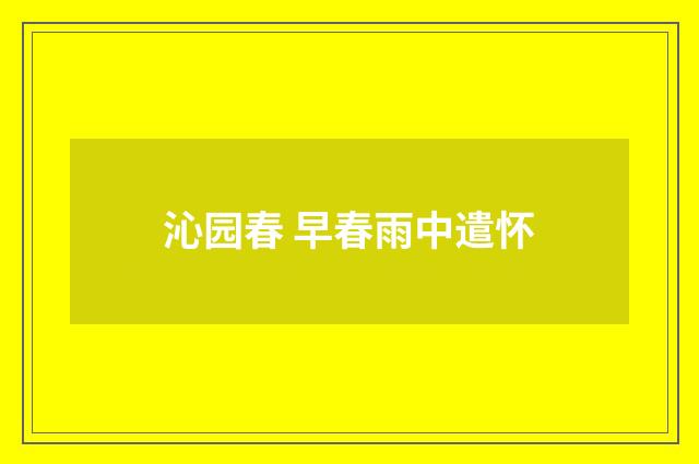 沁园春 早春雨中遣怀