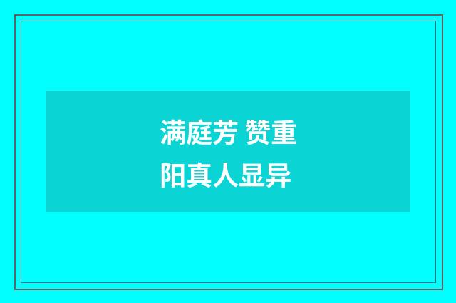满庭芳 赞重阳真人显异