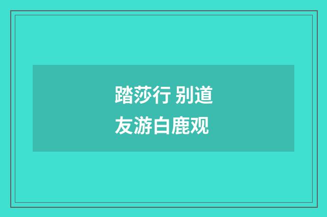 踏莎行 别道友游白鹿观