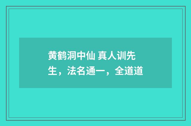 黄鹤洞中仙 真人训先生，法名通一，全道道