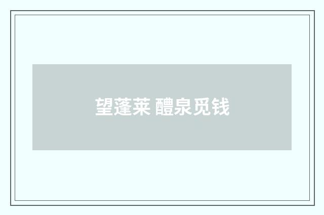 望蓬莱 醴泉觅钱
