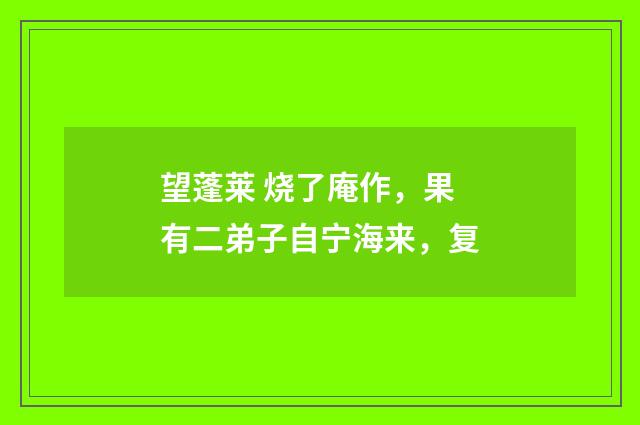 望蓬莱 烧了庵作，果有二弟子自宁海来，复