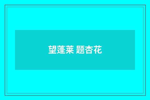望蓬莱 题杏花