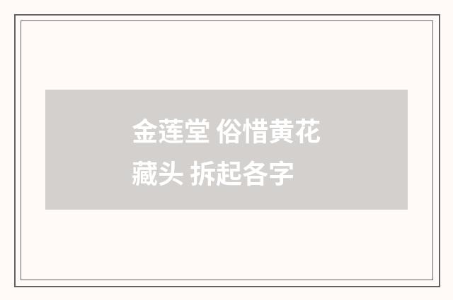 金莲堂 俗惜黄花藏头 拆起各字