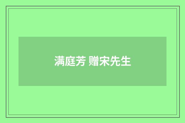 满庭芳 赠宋先生