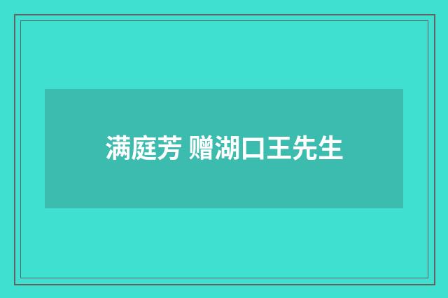 满庭芳 赠湖口王先生