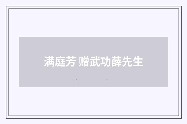 满庭芳 赠武功薛先生