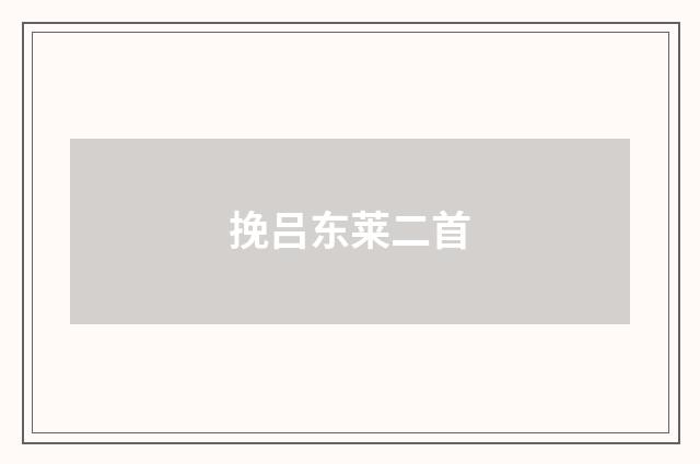 挽吕东莱二首