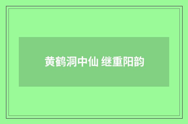 黄鹤洞中仙 继重阳韵