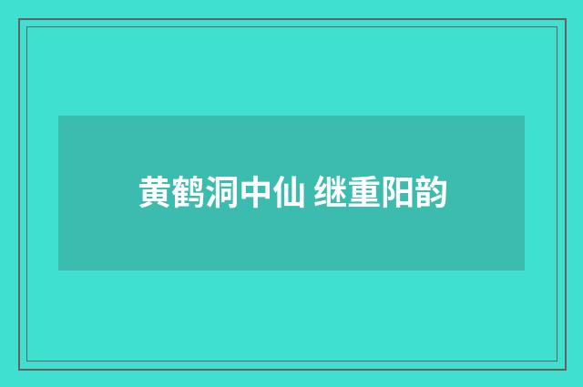 黄鹤洞中仙 继重阳韵
