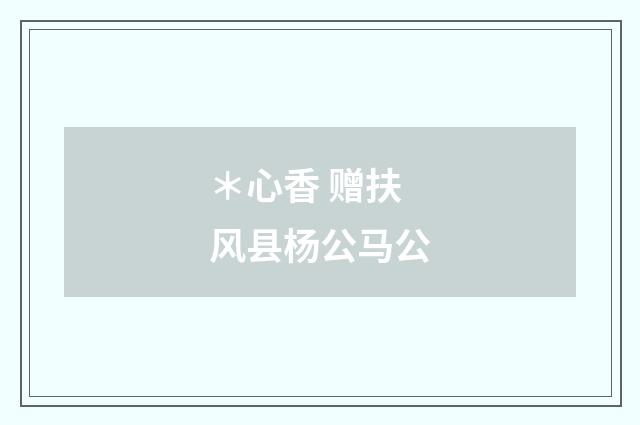 ＊心香 赠扶风县杨公马公