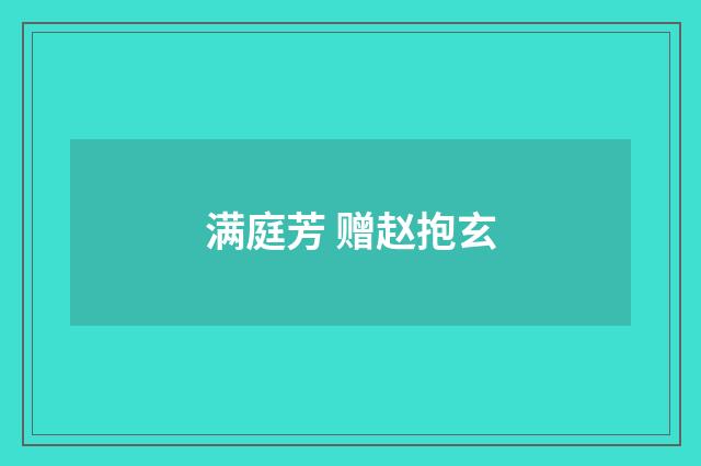 满庭芳 赠赵抱玄