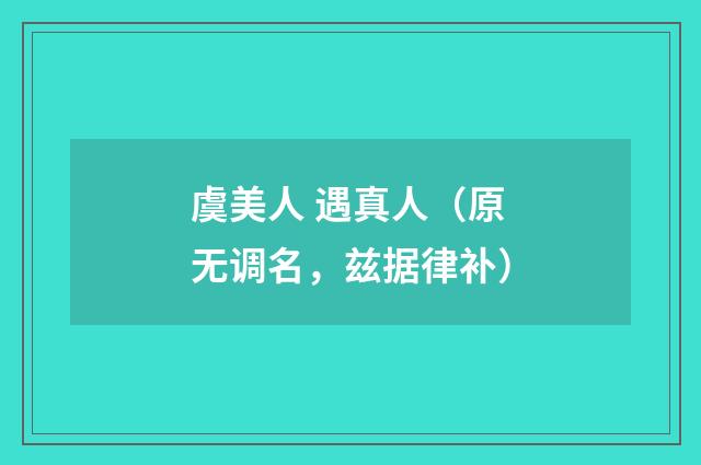 虞美人 遇真人（原无调名，兹据律补）