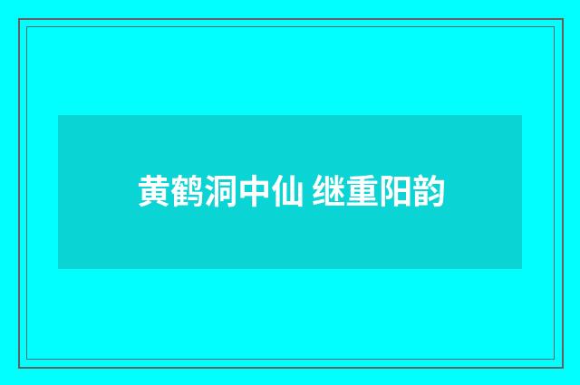 黄鹤洞中仙 继重阳韵