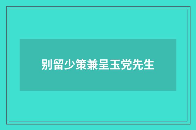 别留少策兼呈玉党先生