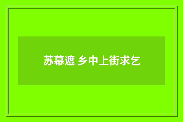 苏幕遮 乡中上街求乞