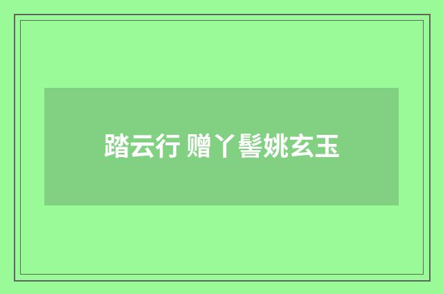踏云行 赠丫髻姚玄玉