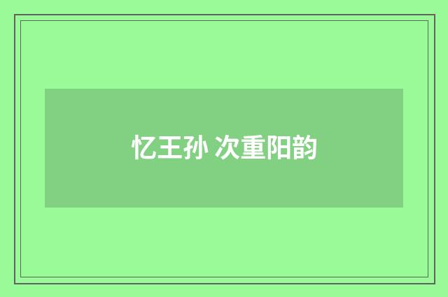 忆王孙 次重阳韵