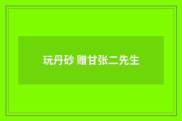 玩丹砂 赠甘张二先生