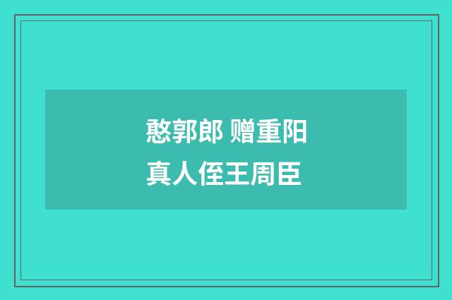 憨郭郎 赠重阳真人侄王周臣