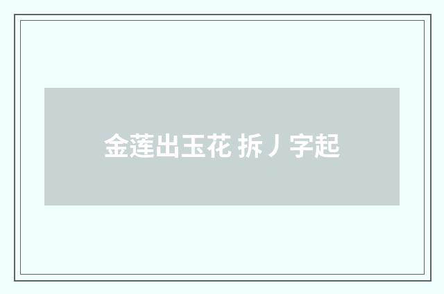 金莲出玉花 拆丿字起